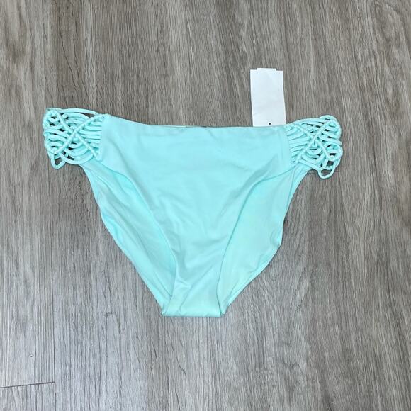 Dolce Vita Women's Seafoam Green Macramé Detail Hipster Bikini Swim Bottoms sz M - Picture 1 of 4